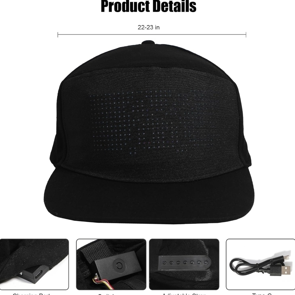 Black LED Light-Up Cap - Picture 3 of 4